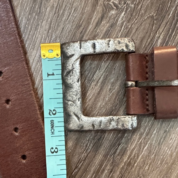 Ann Taylor Brown Leather & Cream Beaded Western Style Belt size Large - Picture 4 of 6